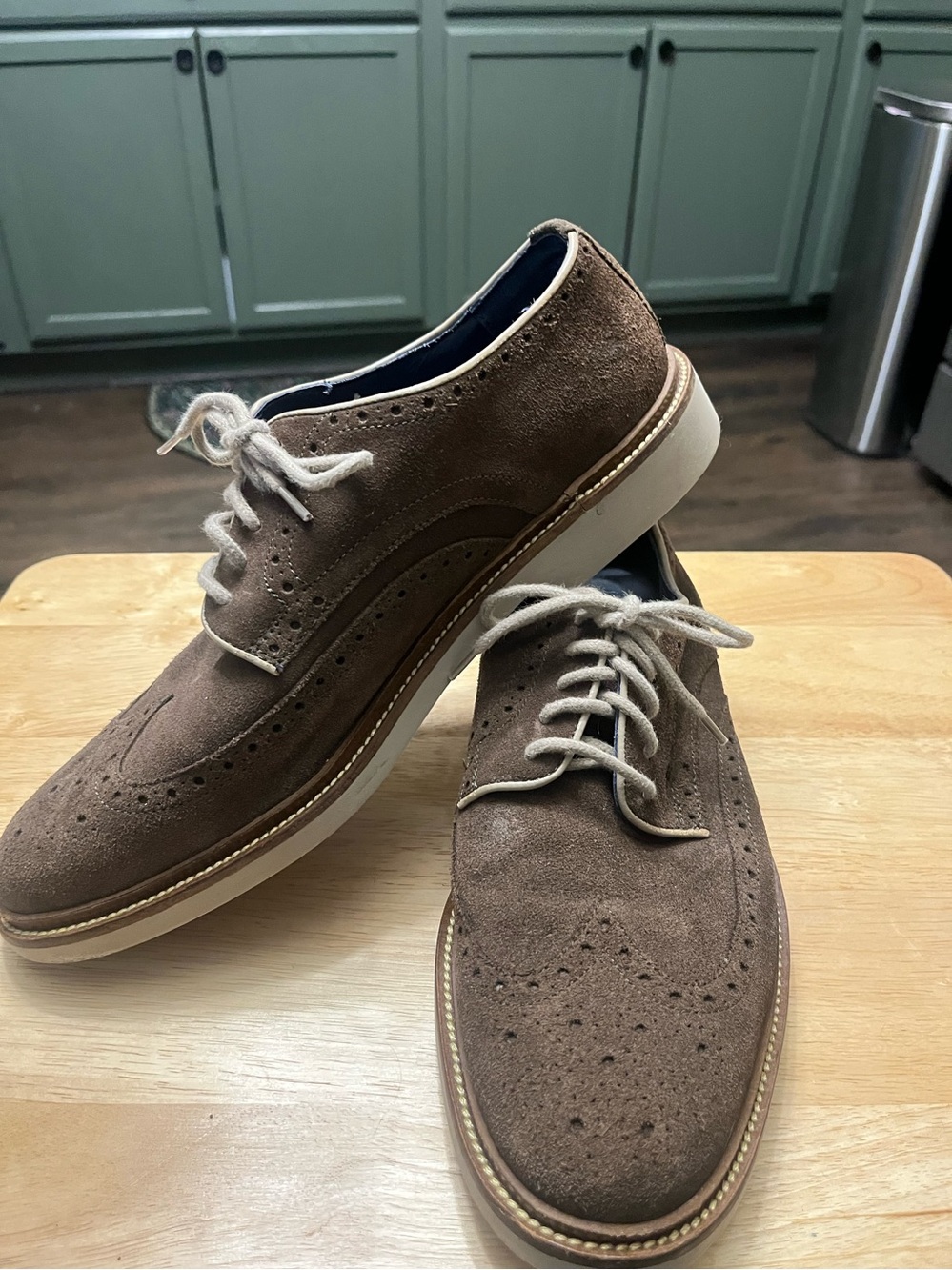 Men's Brown Suede Wingtip Derby Shoes Cole Haan